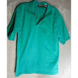 Coleman Outdoors Polo Shirt Mens Large Cotton Green Short Sleeve